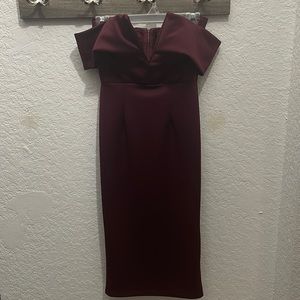 Wine off shoulder dress